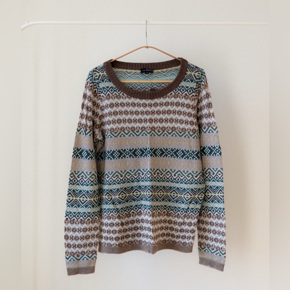 NEW The Limited Patterned Sweater with Brown and Blue Accents
